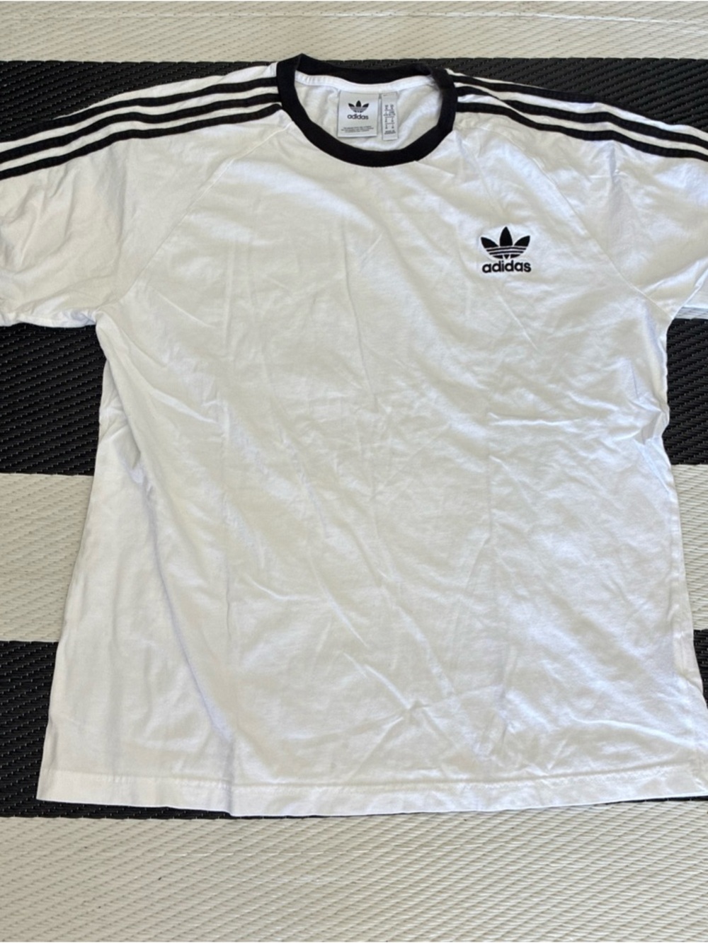 adidas White & Black Trefoil Ringer Tee